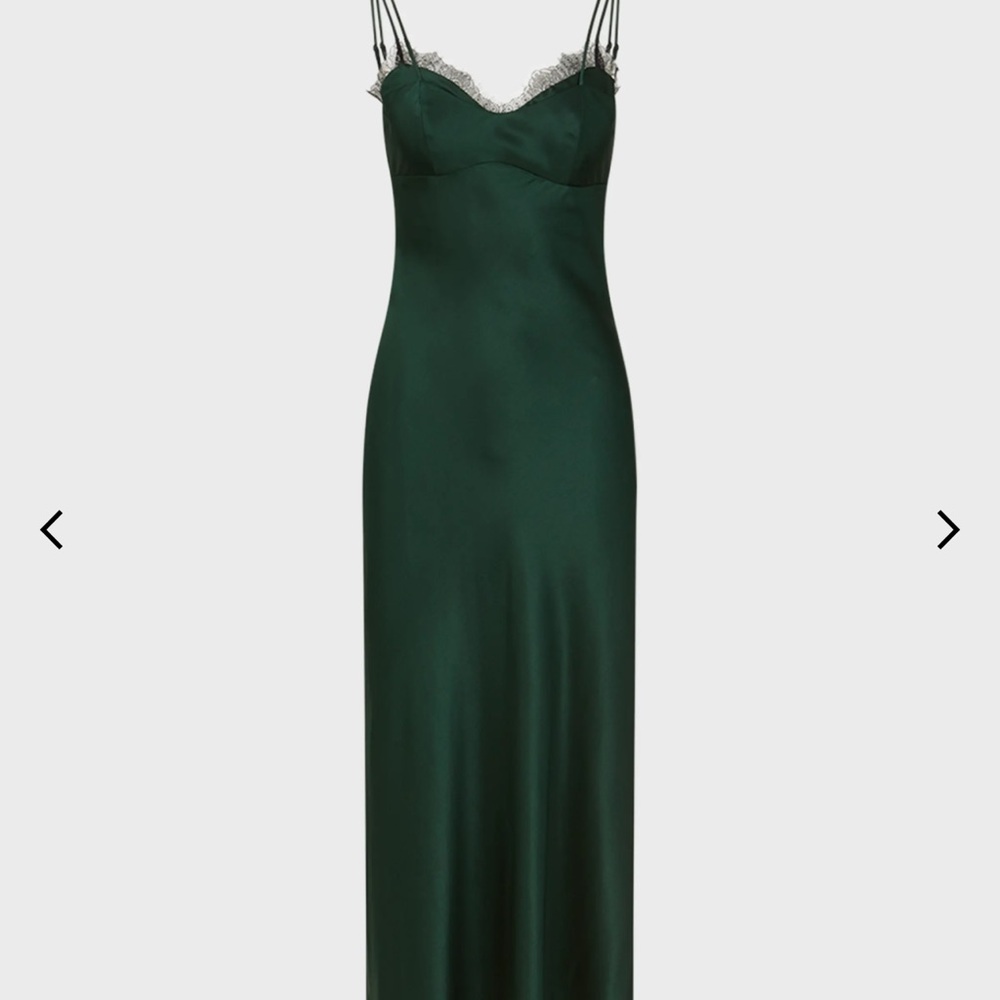 Veronica Beard Green Chemise Slip Dress with Sweetheart Neckline